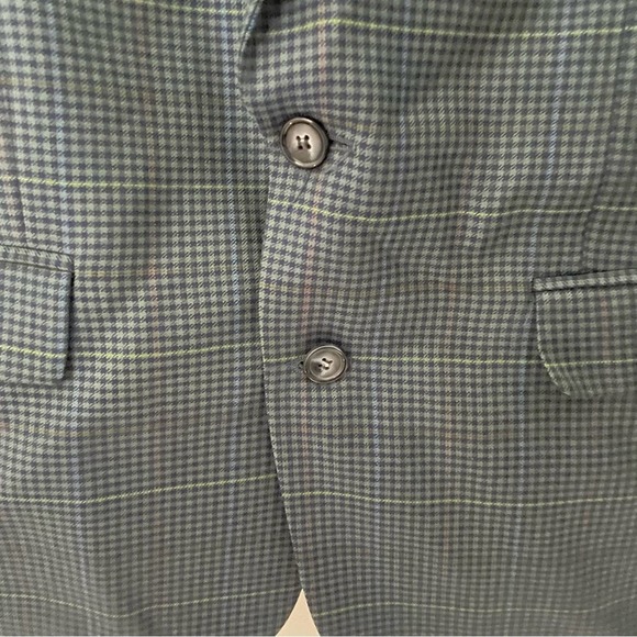 Zenio Suit Jacket Blue Houndstooth Multicolor Stripe 40s - Picture 5 of 6